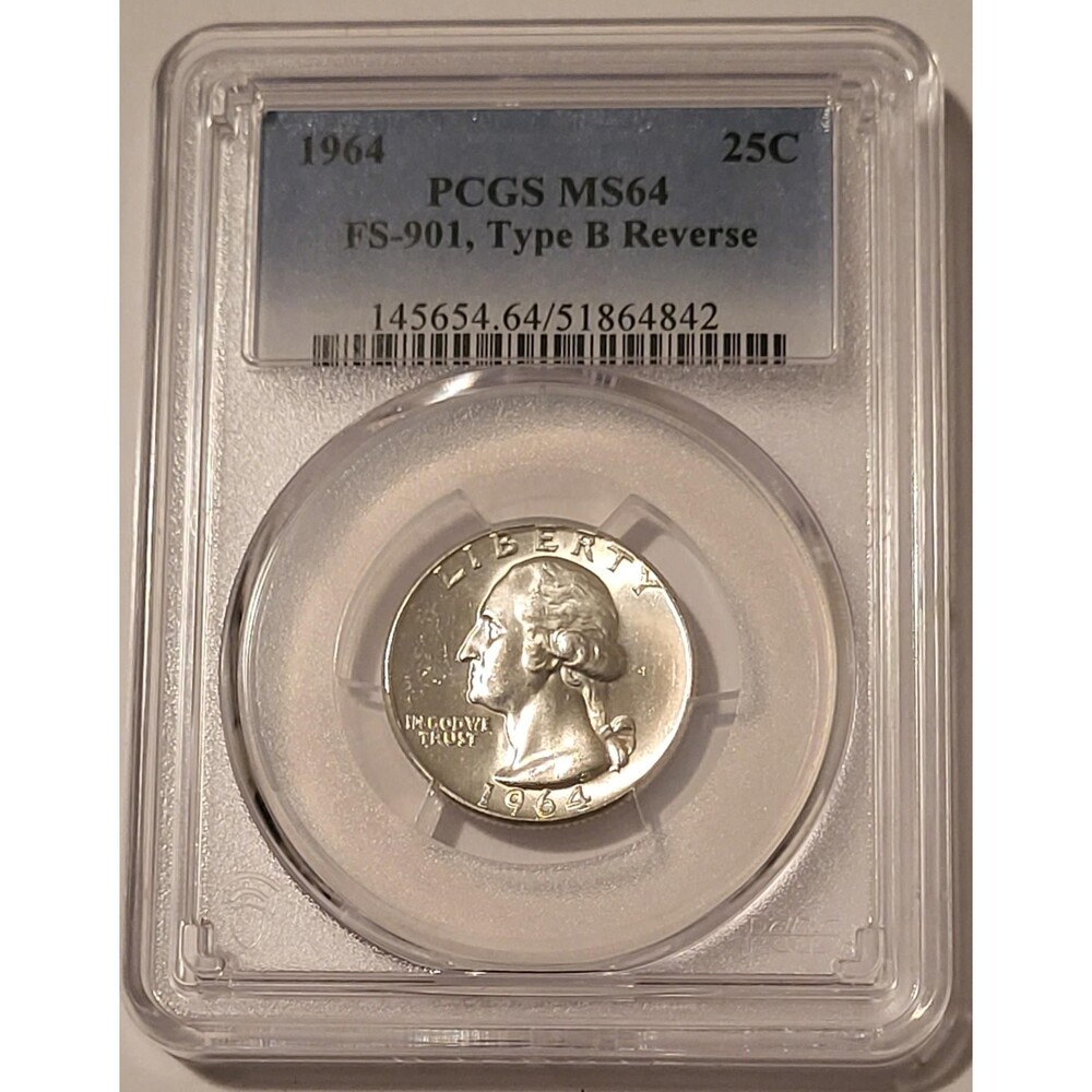 1964 Washington Quarter Type B Reverse Variety FS-901 MS64 PCGS